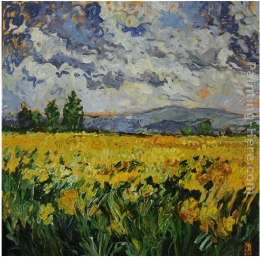 Yellow Field painting - Bobbie Burgers Yellow Field art painting